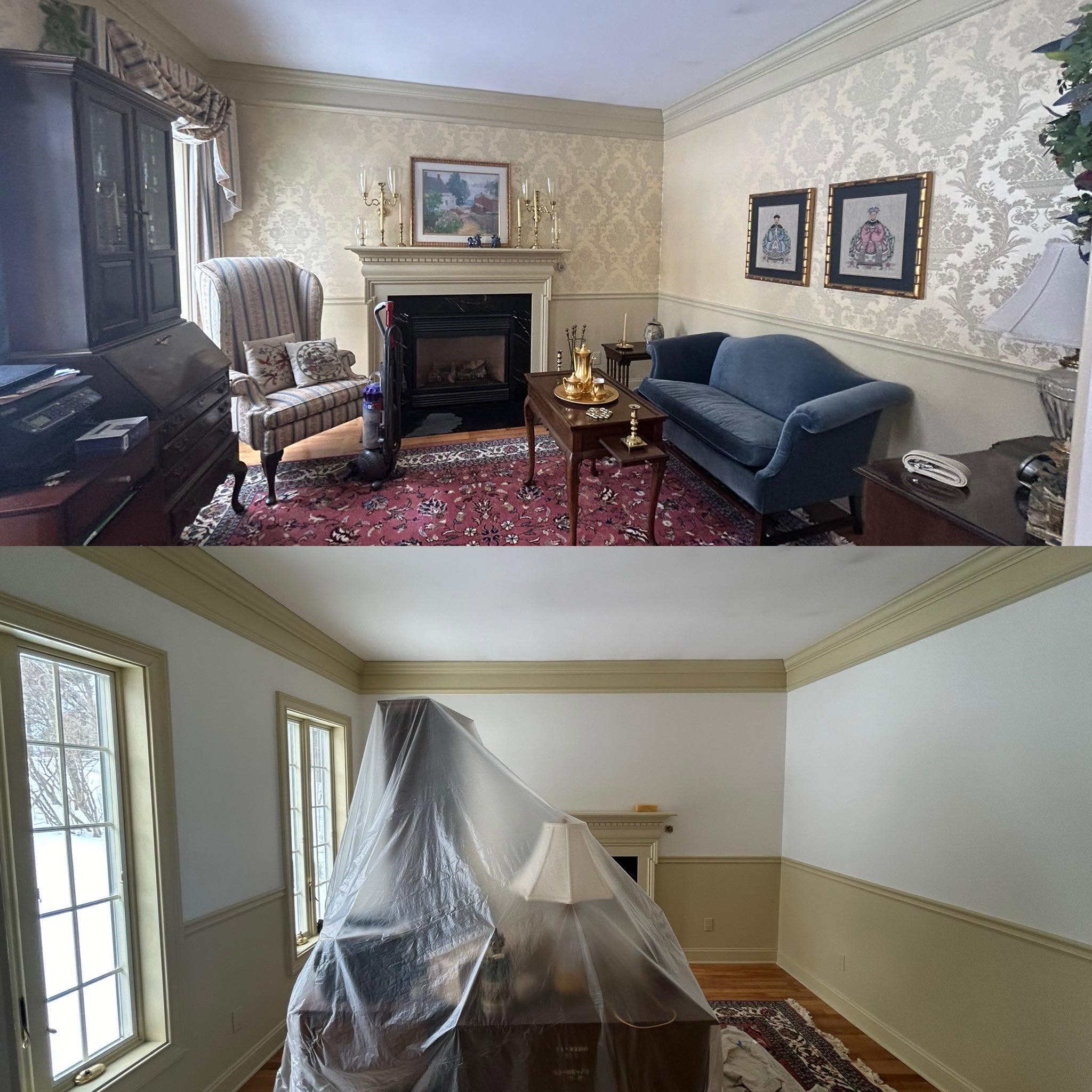 Wallpaper Removal & Interior Paint — 4,000 Sq Ft Mountain Home, Gilford, NH — Gilford, NH