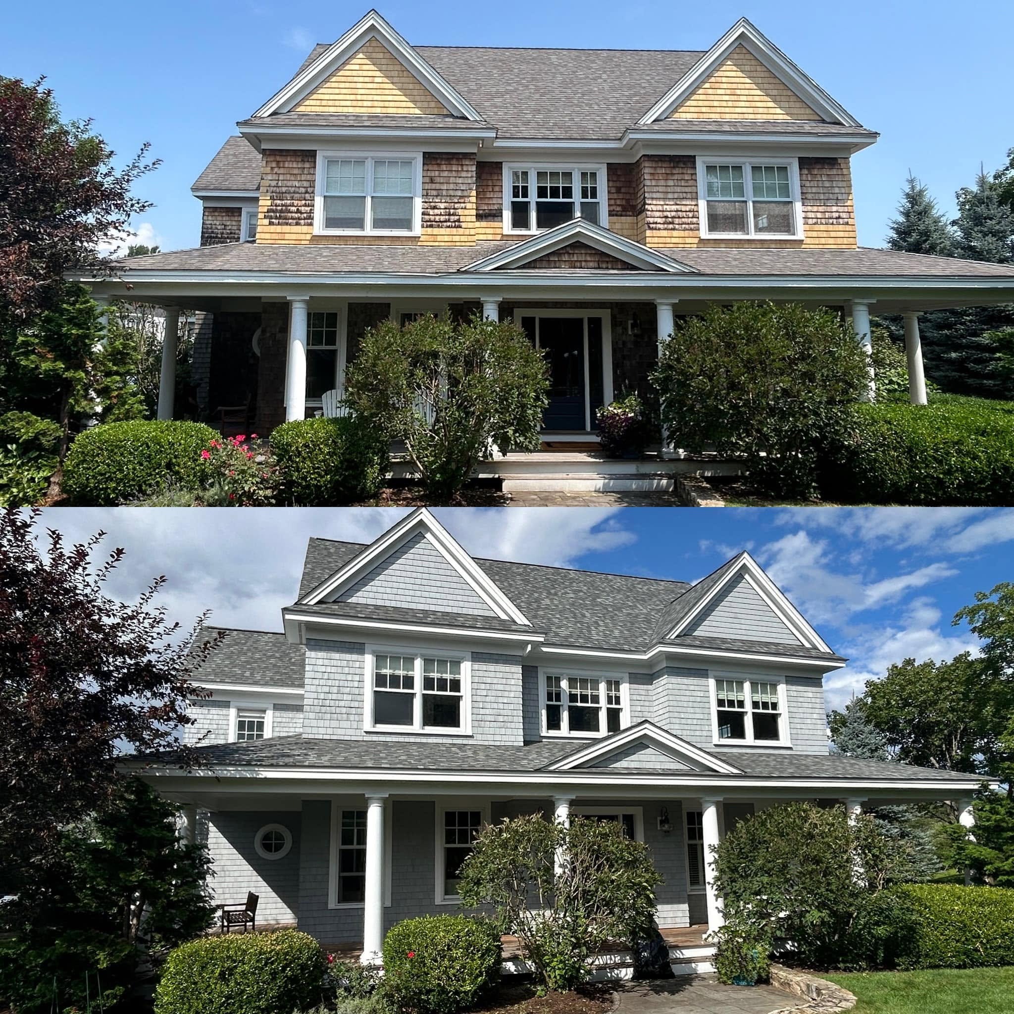 Seacoast Shingle Estate — New Roof & Arborcoat Bleached Gray — NH Seacoast