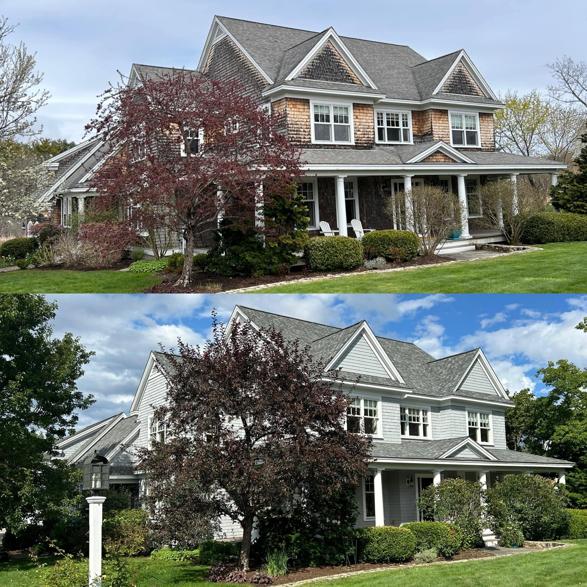 Seacoast Shingle Estate — New Roof & Arborcoat Bleached Gray — photo 1