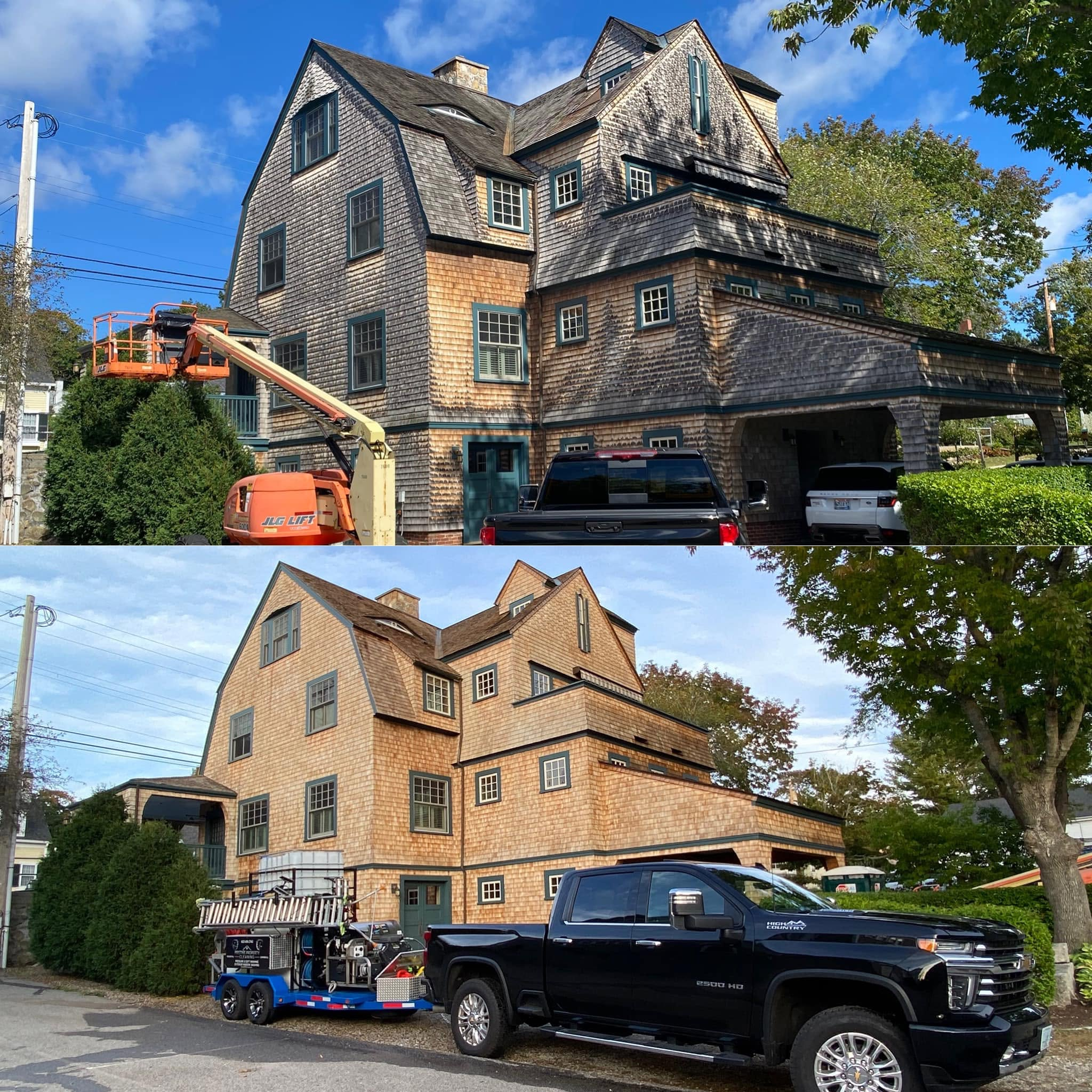 Cedar Shingle House Washing — Before & After — New Hampshire