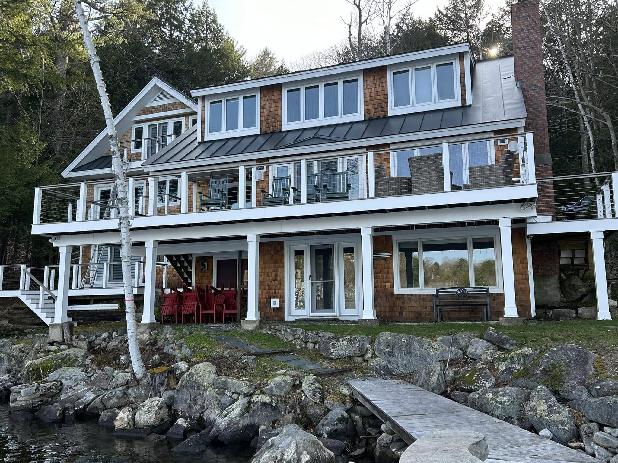 Lakefront Cedar Restoration — Trim Repaint & Stain Touch-Up Prep — New Hampshire