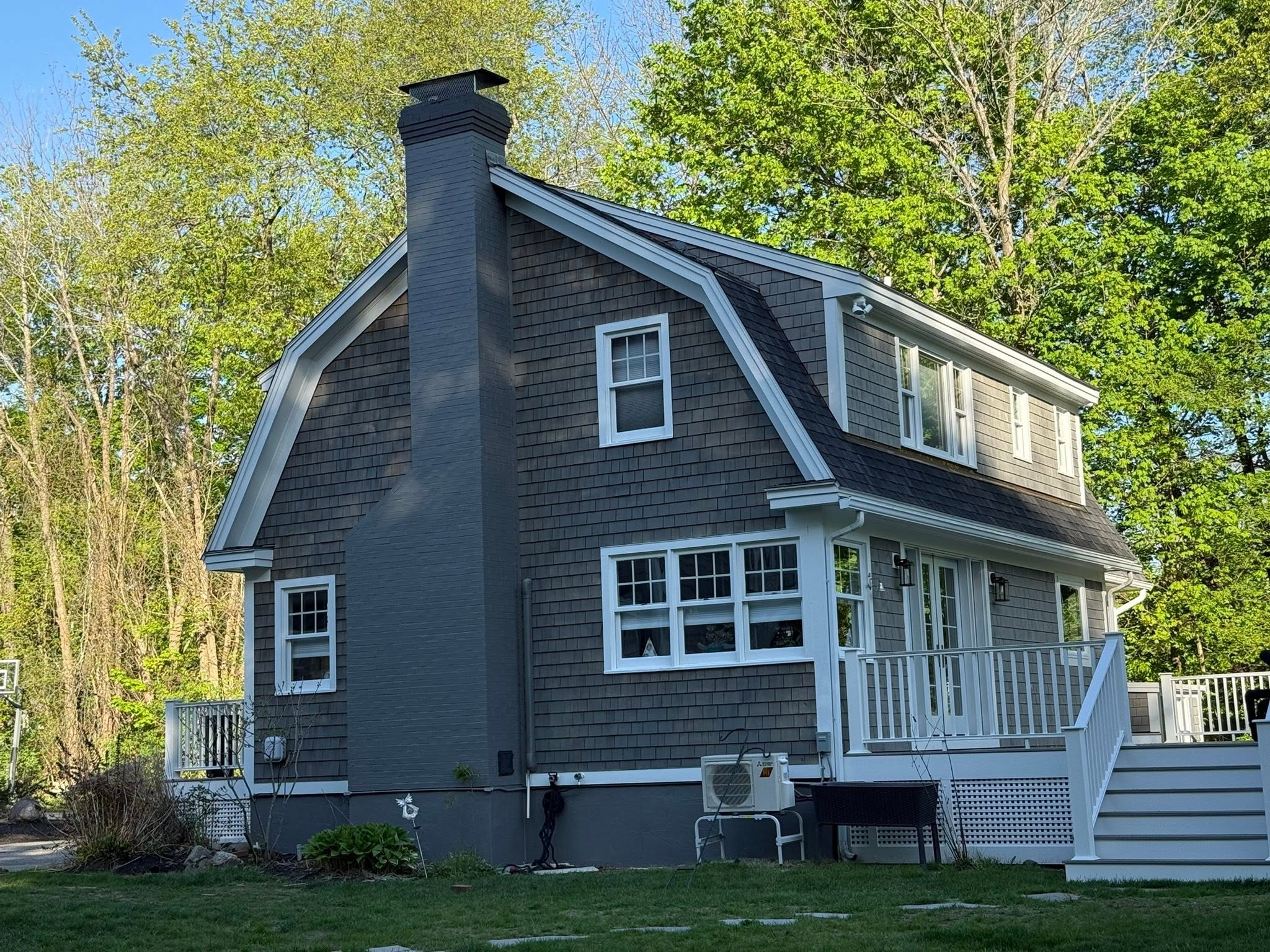 Cedar Stain, Trim & Full Exterior Repaint — Rye, NH